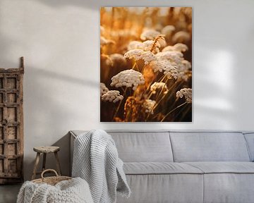Wildblumen in der Natur zum Sonnenuntergang