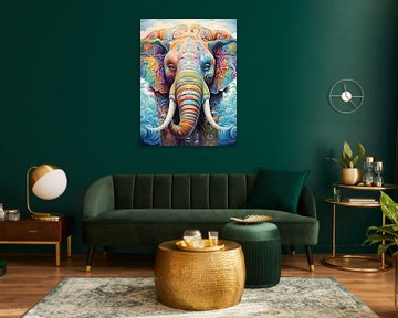 Psychedelische olifant van Wall Wonder