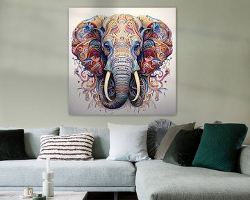 Psychedelische olifant van Wall Wonder