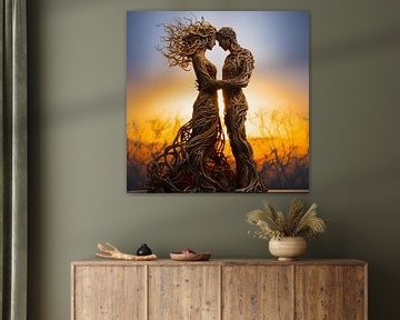 Golden Embrace: Sunset's Love Affair by Surreal Media