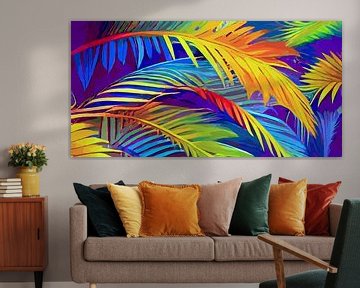 Swinging palm leaves in pop art colours by Anna Marie de Klerk