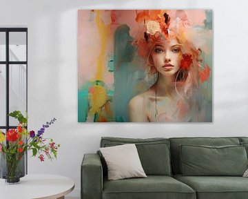 Colourful portrait, abstract combined with realism by Carla Van Iersel