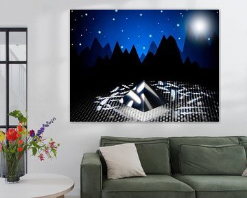 pyramide dans les montagnes la nuit