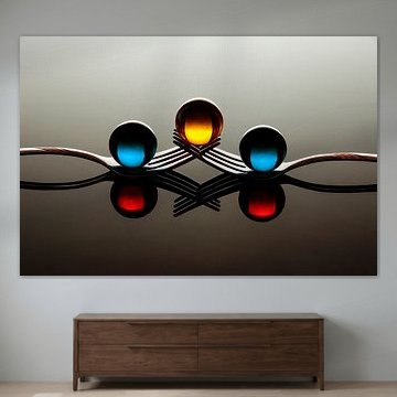 des billes et deux fourchettes.