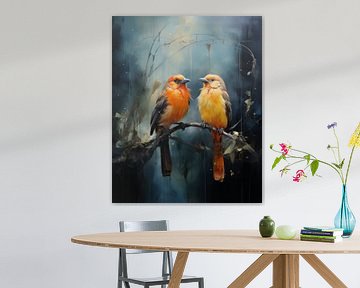 Bunte Vögel in malerischer Landschaft von Studio Allee