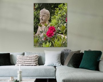 Buddha mit Blumen von Anna Sasiadek