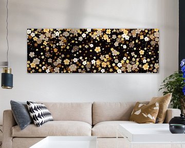 Gold flowers on black by Whale & Sons