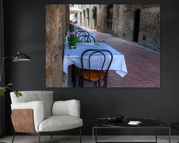 Restaurant in an old street, Tuscany Italy by Animaflora PicsStock