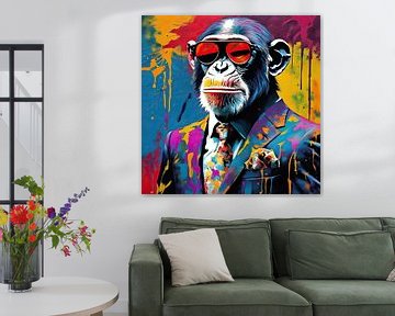 PopArt Chimp 01.32 van Blikvanger Schilderijen