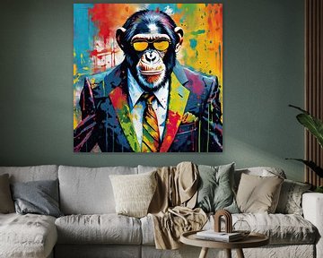 Pop-art Chimp 05.2 van Blikvanger Schilderijen