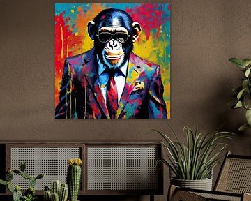 Pop Art Chimp 06.54 van Blikvanger Schilderijen