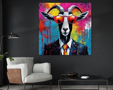 Painting Goat 01.29 by Blikvanger Schilderijen
