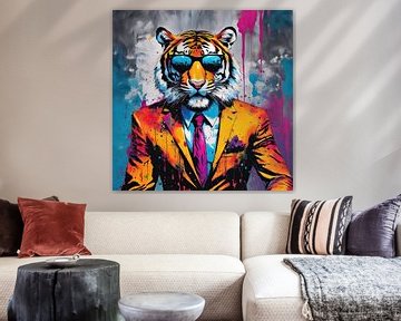 Pop Art Tijger 02.17 van Blikvanger Schilderijen