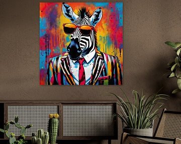 PopArt Zebra 01.79 van Blikvanger Schilderijen