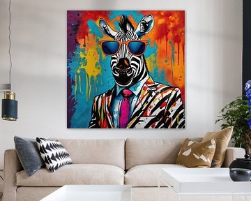 Zebra Pop-art van Blikvanger Schilderijen