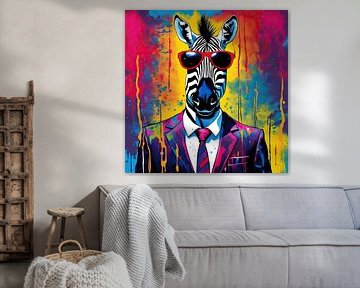 PopArt Zebra 03.71 van Blikvanger Schilderijen