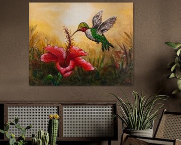 The Hibiscus Hummingbird van Jos van Oorschot