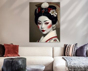 Traditionele Geisha in klederdracht uit de 19e eeuw.