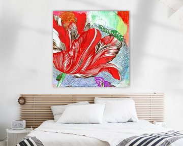 Rode tulp modern schilderij van Monki's foto shop