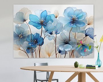 Delicaat bloemstuk in blauw van Heike Hultsch