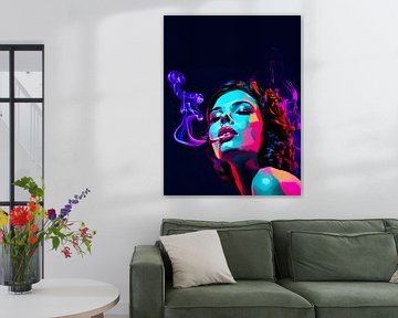 Pop Colour Art: Smoking Woman Modern by Surreal Media