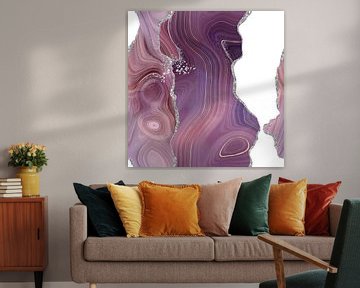 Mauve & Silver Agate Texture 05 by Aloke Design