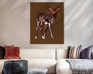 Hert | Illustratie | Bruingroen| Retro van Jansje Kamphuis