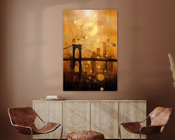 The Brooklyn Bridge in Gold van Whale & Sons