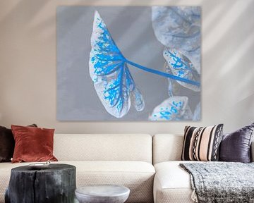 Bright Blue Plant on Grey by Mad Dog Art