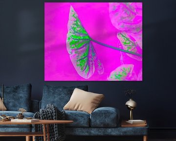 Leuchtendes Pflanzen Blatt auf Magenta Pink von Mad Dog Art