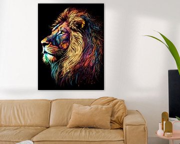 Lion coloré, illustration V2 sur drdigitaldesign