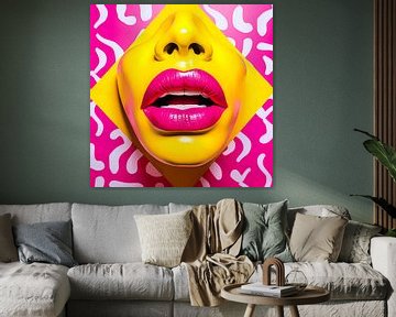 Modern Pop Colour Art Schilderij: Lippen van Surreal Media