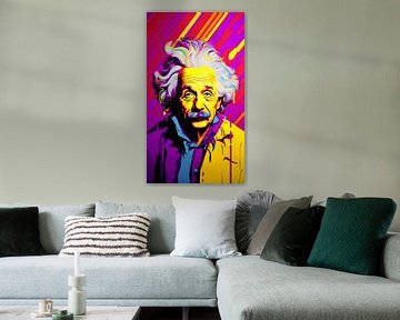 Geel Pop Art: Einstein in Paars van Surreal Media
