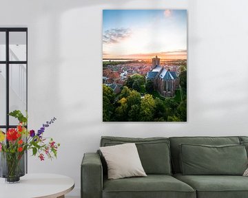 Sunset at the Grote Kerk in Elburg by Bas van der Gronde