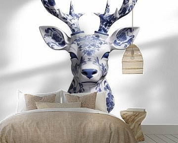 Jagd auf Trophäenhirsche in Delfter Blau von Dunto Venaar