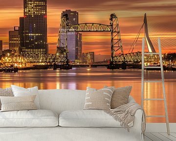 Orange sunset in Rotterdam van Ilya Korzelius