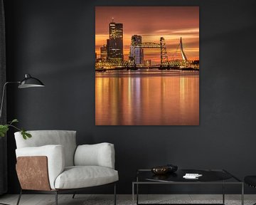Orange sunset in Rotterdam van Ilya Korzelius