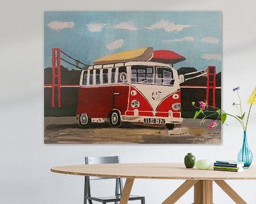 A Volkswagen bus with 2 canoes by Sacco Van Munster