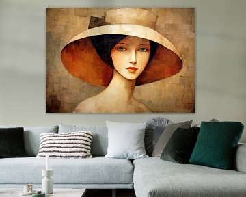 Woman with Hat 52.8 by Blikvanger Schilderijen