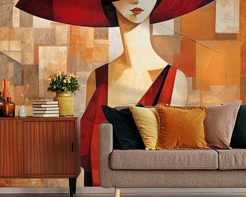 Woman with Hat 123.35 by Eye catching paintings