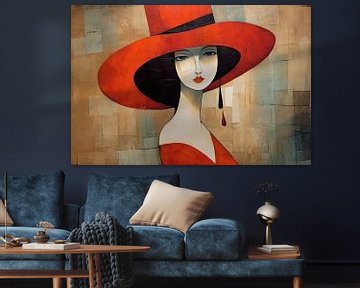 Woman with Hat 201.16 by Blikvanger Schilderijen