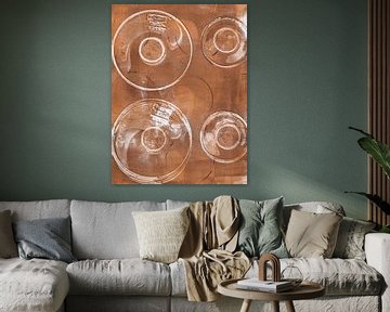 Ethos. Modern abstract geometric minimalist art in warm brass brown. by Dina Dankers
