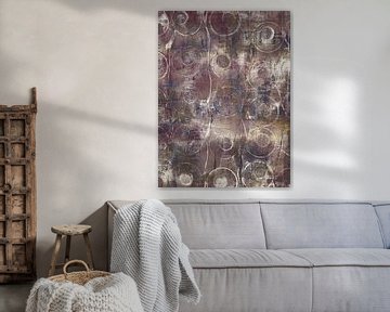 Formes. Art moderne abstrait géométrique minimaliste en violet et brun rouille. sur Dina Dankers