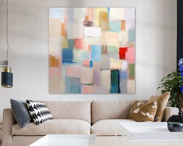 Pastel Abstract van Blikvanger Schilderijen