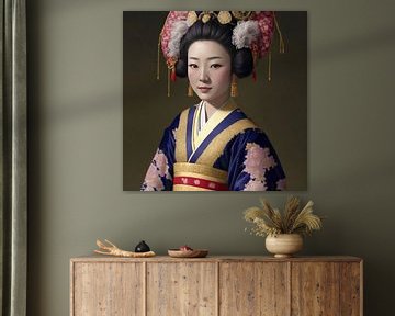 Portret van een Geisha in traditionele klederdracht