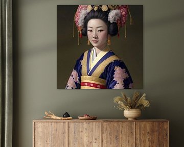 Portret van een Geisha in traditionele klederdracht van Brian Morgan