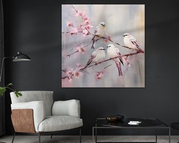 White birds on cherry blossom by Bianca ter Riet