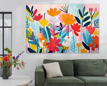 Fleurs et feuilles minimalistes aux couleurs pastel sur Caroline Guerain