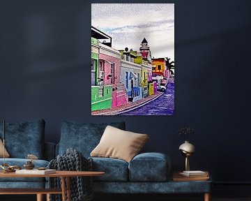 Bo Kaap mixed media aux couleurs vives sur Werner Lehmann