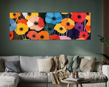 Abstract Dark poppies by Whale & Sons